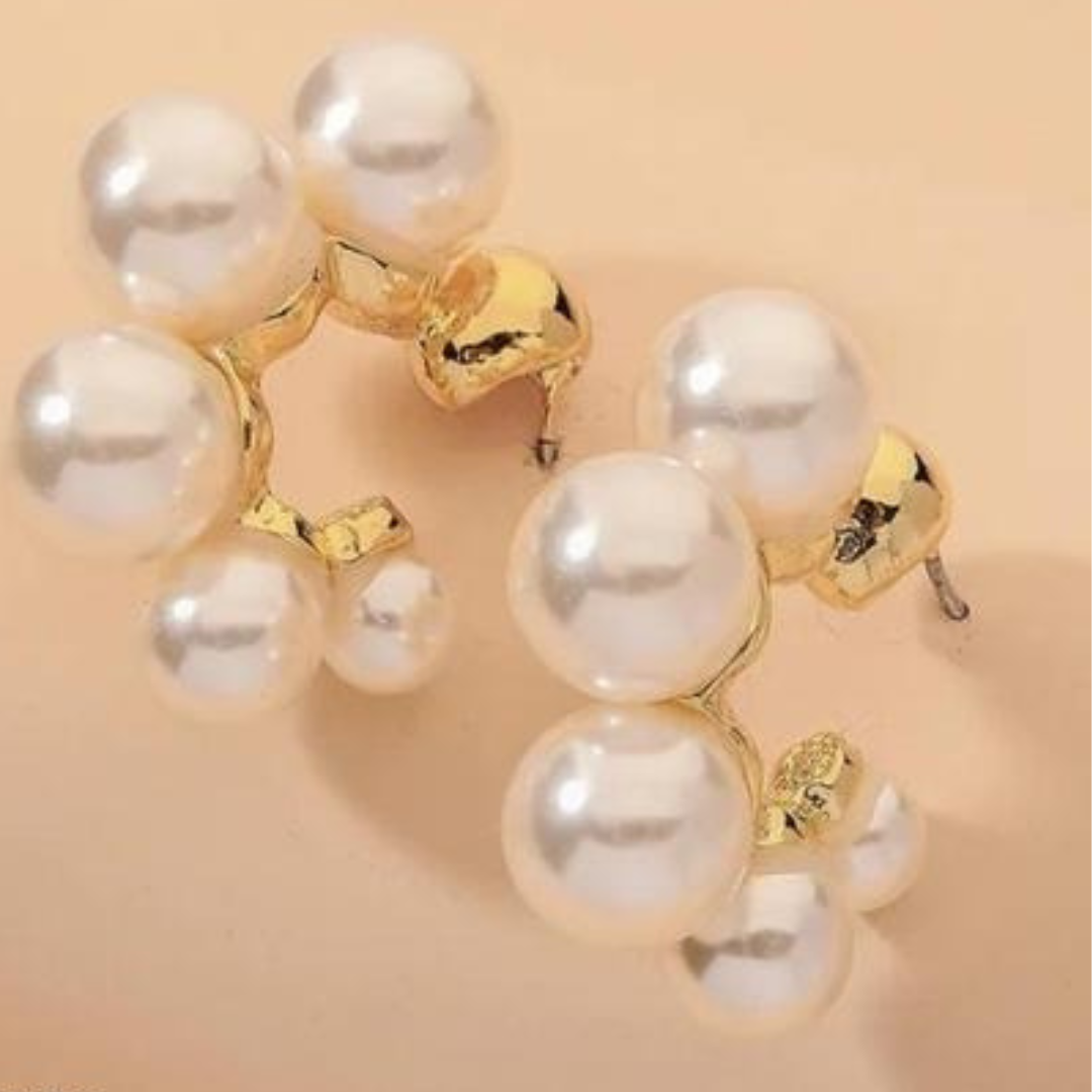 New Pearl Look Half Hoop Earrings
