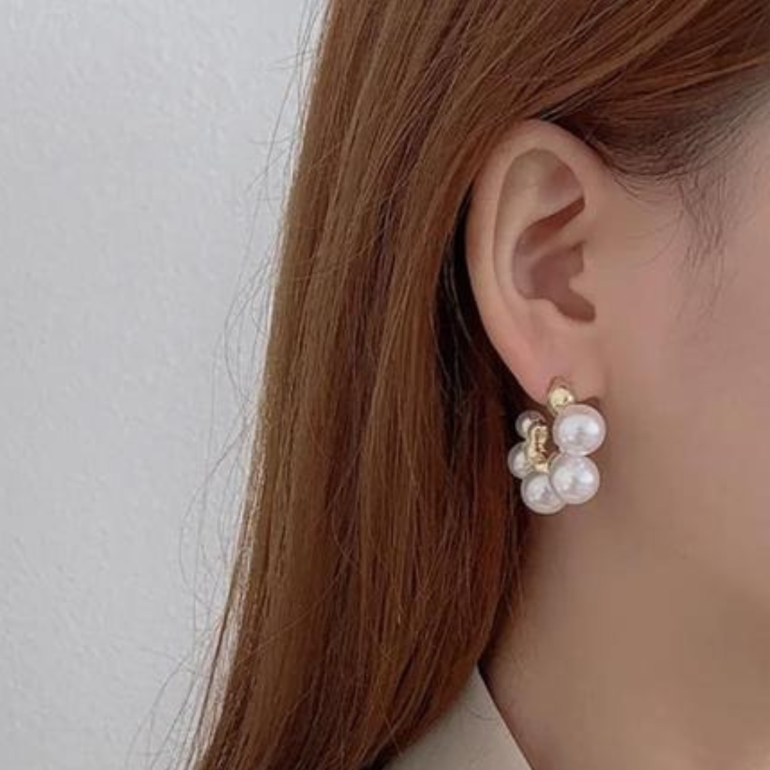 New Pearl Look Half Hoop Earrings
