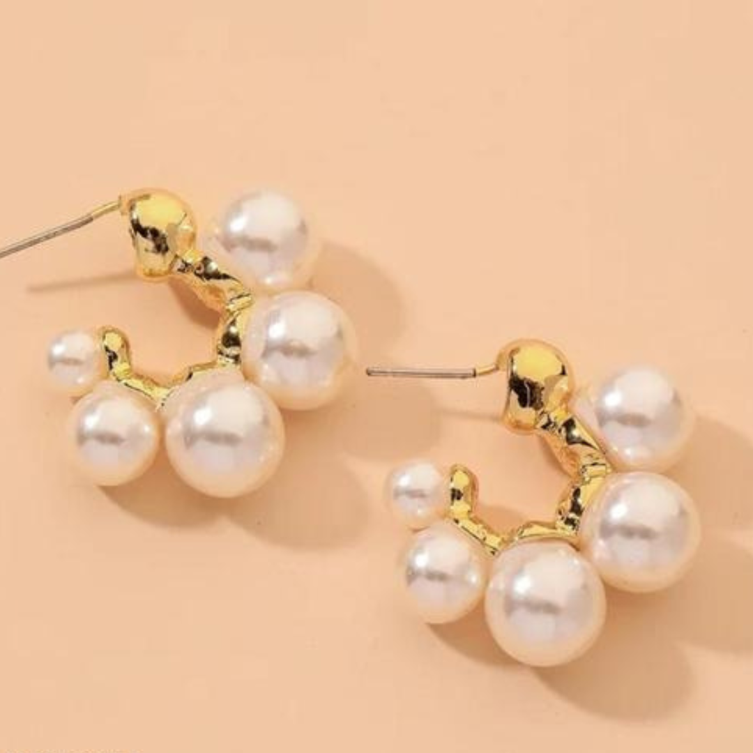 New Pearl Look Half Hoop Earrings